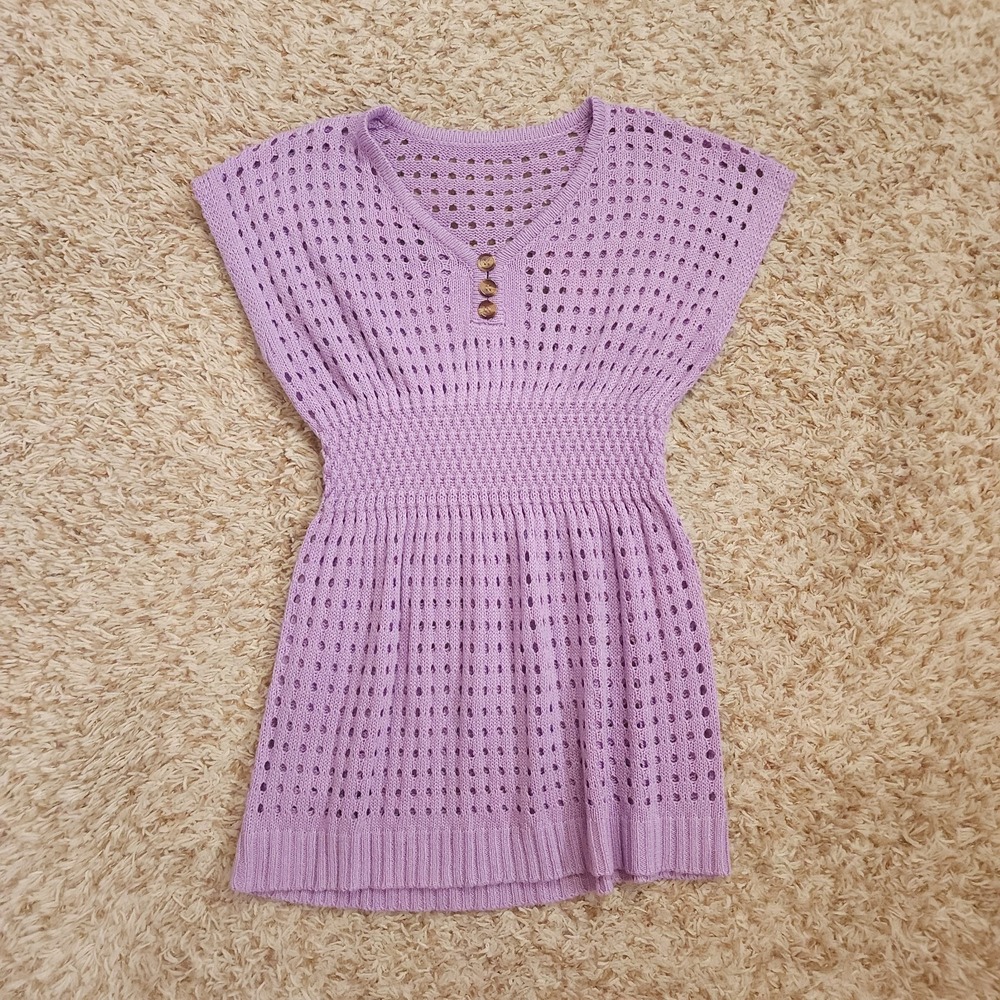 Purple Crochet‎ Beach Cover Up Over Garment Girls 14/16